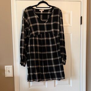 Knox Rose Black and White Plaid Mini Dress